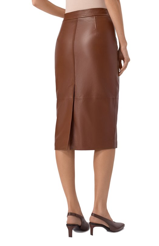 Кожаная юбка Max Mara Studio TAIGA Коричневый  TAIGA Фото 4