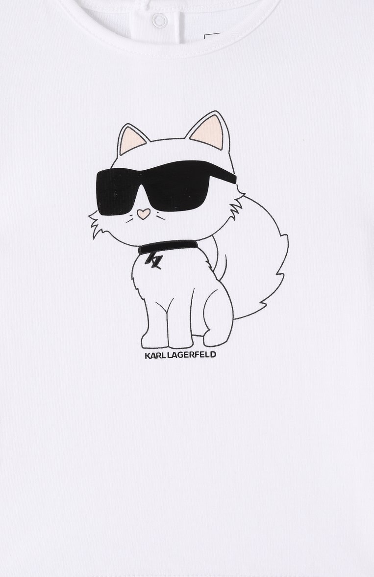 Детская комплект из футболки и брюк KARL LAGERFELD KIDS черно-белого цвета, арт. Z30517. | Фото 5 (Материал сплава: Проставлено; Материал внешний: Хлопок; Девочки Кросс-КТ: Костюмы-спорт; Рукава: Короткие; Драгоценные камни: Проставлено; Ростовка одежда: 24 мес | 92 см)