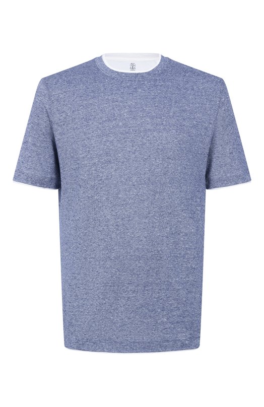 Футболка изо льна и хлопка Brunello Cucinelli MW8357427 Синий MW8357427