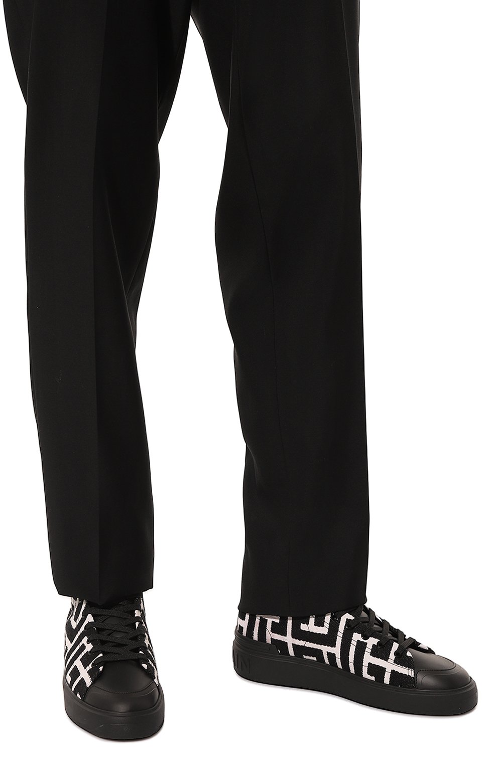 Текстильные кеды b-court BALMAIN черно-белого цвета по цене 59950 руб., арт. XM0VG290TJXH, фото 3 Текстильные кеды b-court BALMAIN, арт. XM0VG290TJXH, фото 3