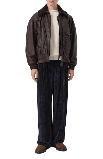 Кожаный бомбер с воротником из овчины GIORGIO ARMANI, арт. GM004415/AF30055, фото 2