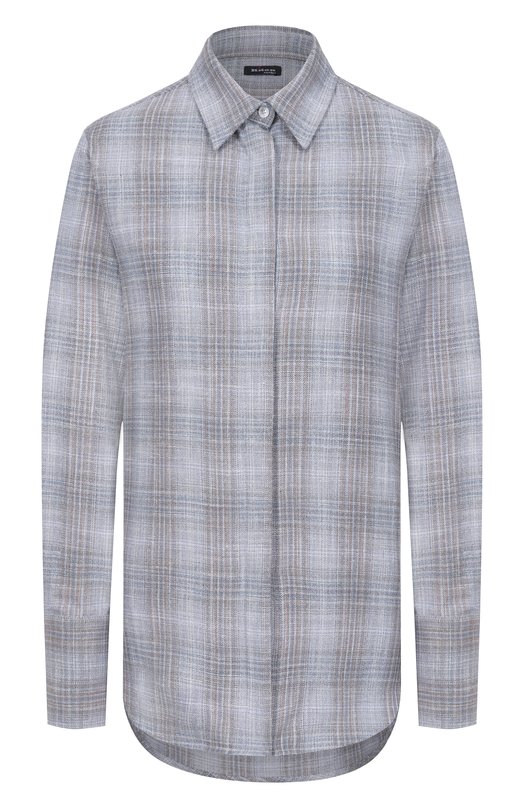 Рубашка из шерсти и шелка Kiton D54410K0628 Голубой D54410K0628