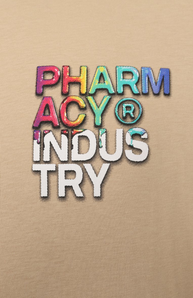 Мужская хлопковая футболка PHARMACY INDUSTRY бежевого цвета, арт. PHABM00195 | Фото 6 (Материал внешний: Хлопок; Рукава: Короткие; Длина (для топов): Стандартные; Стили: Гранж; Принт: С принтом; Кросс-КТ: Джерси; Мужское Кросс-КТ: Футболка-одежда)