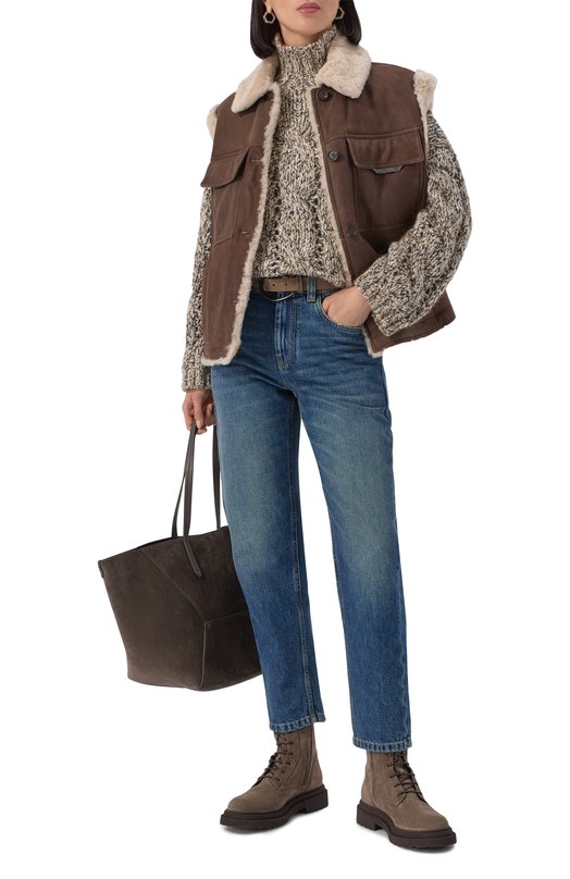 Жилет из овчины Brunello Cucinelli MPMBP7680P Коричневый  MPMBP7680P Фото 2