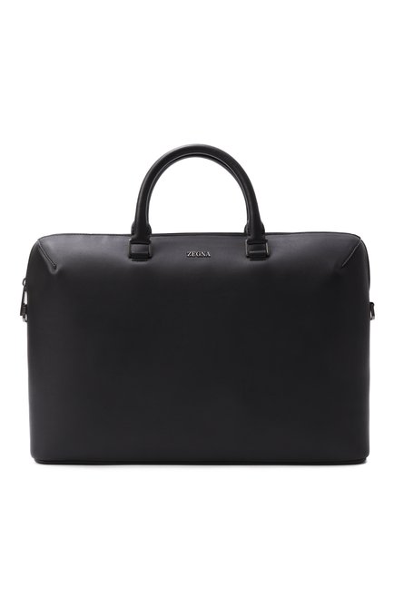 Мужская портфель ZEGNA черного цвета, арт. C2157Z/LHGRN | Фото 1 (Ремень/цепочка: На ремешке; Материал: Натуральная кожа; Размер: large; Драгоценные камни: Проставлено; Материал сплава: Проставлено)