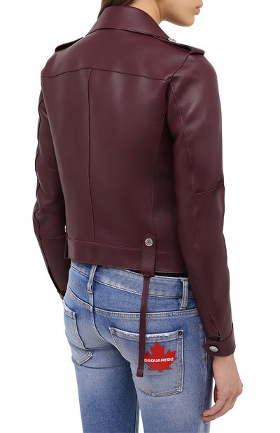 Кожаная куртка DSQUARED2 бордового цвета по цене 292000 руб., арт. S75AM0794/SY1496, фото 5 Кожаная куртка DSQUARED2, арт. S75AM0794/SY1496, фото 5