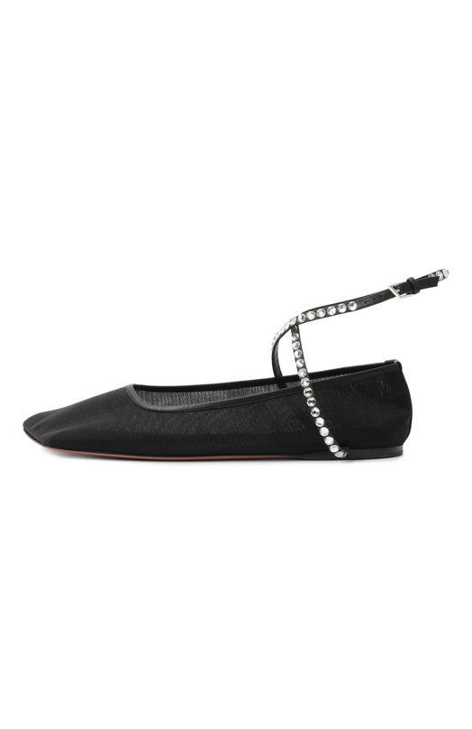 Комбинированные балетки с отделкой стразами Ane Amina Muaddi ANE MESH FLAT Чёрный  ANE MESH FLAT Фото 4
