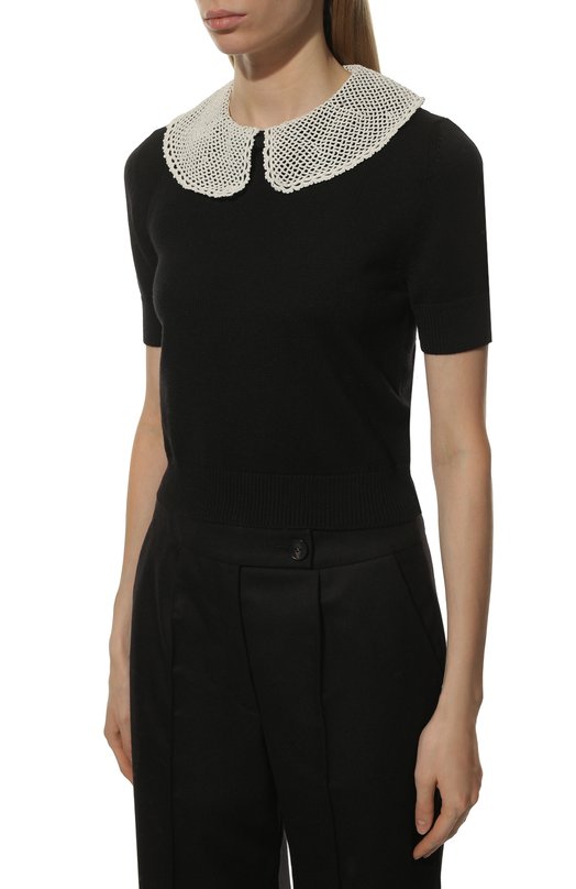 Шерстяной пуловер Miu Miu MML476-1Y9G-F0002 Чёрный  MML476-1Y9G-F0002 Фото 3