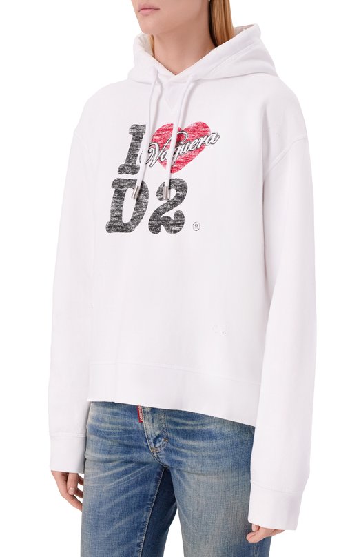 Хлопковое худи Dsquared2 S72GU0504/S25516 Белый  S72GU0504/S25516 Фото 3