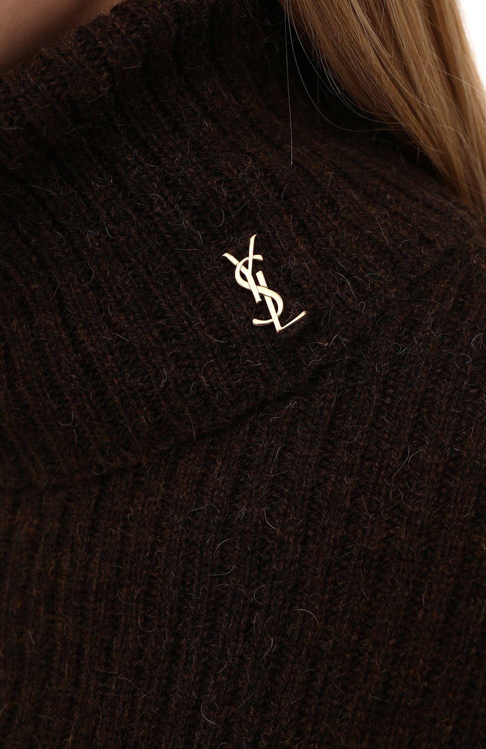 Шерстяная водолазка SAINT LAURENT темно-коричневого цвета по цене 83950 руб., арт. 666102/Y75ED, фото 5 Шерстяная водолазка SAINT LAURENT, арт. 666102/Y75ED, фото 5