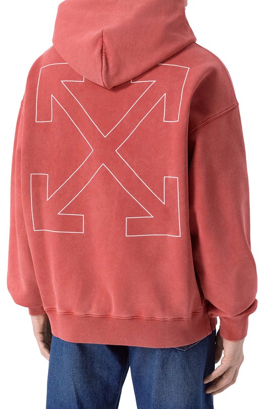 Хлопковое худи Off-White 0MBB085F25FLE00K Красный  0MBB085F25FLE00K Фото 4
