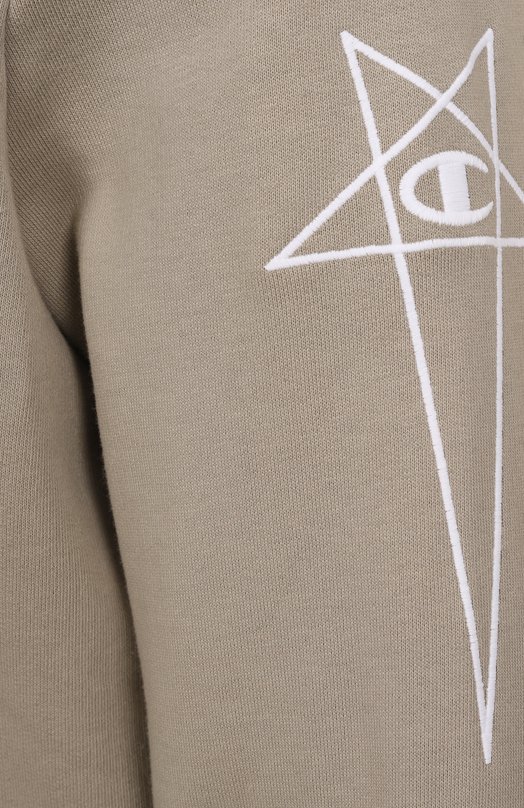 Хлопковая толстовка Rick Owens x Champion Rick Owens CM01E1665/CHFE Бежевый  CM01E1665/CHFE Фото 6
