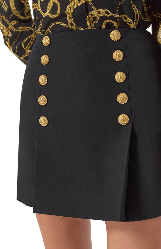 Шерстяная юбка Balmain FF1LBA89/WC09 Чёрный  FF1LBA89/WC09 Фото 5