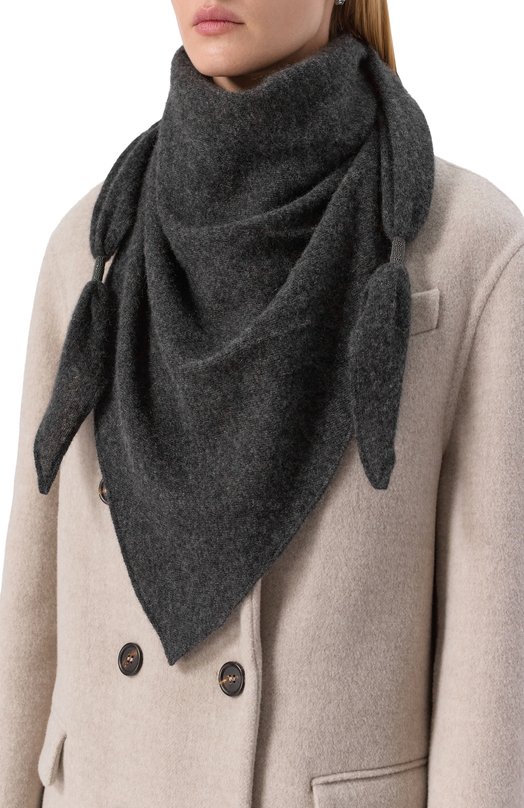 Кашемировый шарф Brunello Cucinelli MSCDFSW03 Серый  MSCDFSW03 Фото 2