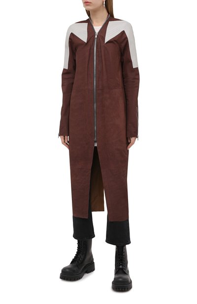 Кожаное пальто RICK OWENS коричневого цвета по цене 278000 руб., арт. RP21S3945/LBAB, фото 3 Кожаное пальто RICK OWENS, арт. RP21S3945/LBAB, фото 3