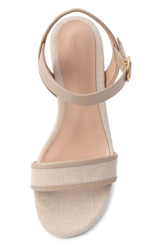 Текстильные босоножки Gianvito Rossi G32685.20RIC.VPSSANA Бежевый  G32685.20RIC.VPSSANA Фото 6