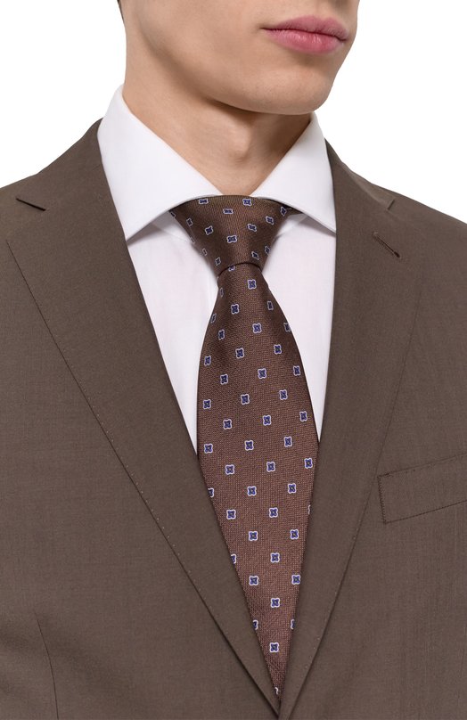 Шелковый галстук Corneliani 25U302-2520323 Коричневый  25U302-2520323 Фото 2