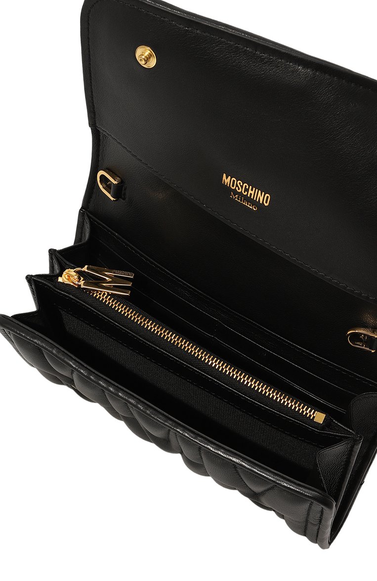 Женская сумка MOSCHINO черного цвета, арт. A8117/8002 | Фото 5 (Размер: mini; Материал: Натуральная кожа; Сумки-технические: Сумки через плечо)