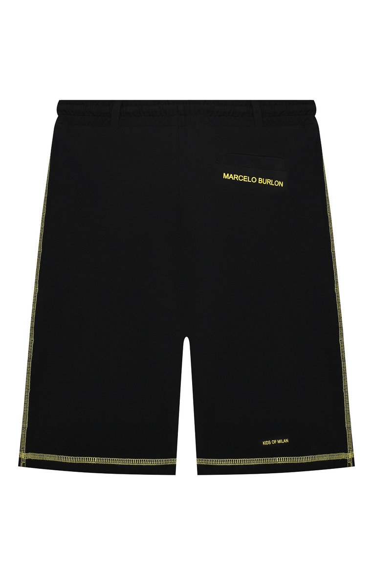 Детские хлопковые шорты MARCELO BURLON KIDS OF MILAN черного цвета, арт. 21E/B/MB/3252/0010/2-6Y | Фото 2 (Материал внешний: Хлопок; Мальчики Кросс-КТ: Шорты-спорт; Региональные ограничения белый список (Axapta Mercury): RU; Нос: Не проставлено; Материал сплава: Проставлено)