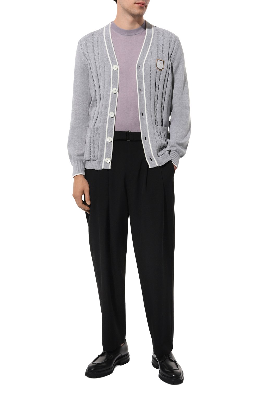 Хлопковый кардиган BRUNELLO CUCINELLI серого цвета по цене 154000 руб., арт. M28707906T, фото 2 Хлопковый кардиган BRUNELLO CUCINELLI, арт. M28707906T, фото 2