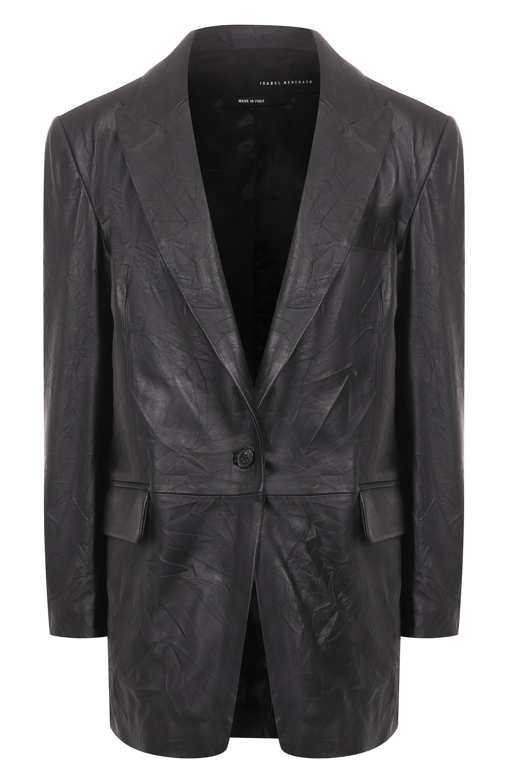 Кожаный жакет ISABEL BENENATO черного цвета по цене 242500 руб., арт. DL102F25, фото 1 Кожаный жакет ISABEL BENENATO, арт. DL102F25, фото 1
