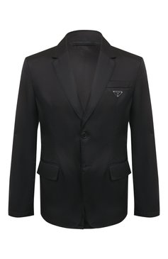 Мужской пиджак PRADA черного цвета, арт. SD099-1WQ8-F0002-202 | Фото 1 (Рукава: Длинные; Случай: Повседневный; Материал внешний: Синтетический материал; Длина (для топов): Стандартные; Материал сплава: Проставлено; 1-2-бортные: Однобортные; Пиджаки М: Прямой; Драгоценные камни: Проставлено; Стили: Кэжуэл)