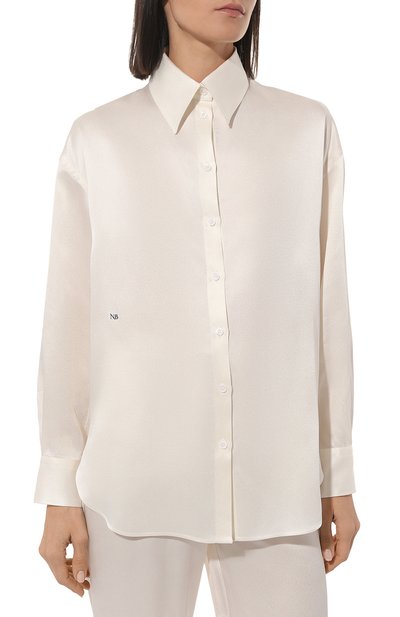 Рубашка из вискозы NOBLE&BRULEE кремового цвета по цене 60000 руб., арт. NBNov/х2/1, фото 3 Рубашка из вискозы NOBLE&BRULEE, арт. NBNov/х2/1, фото 3