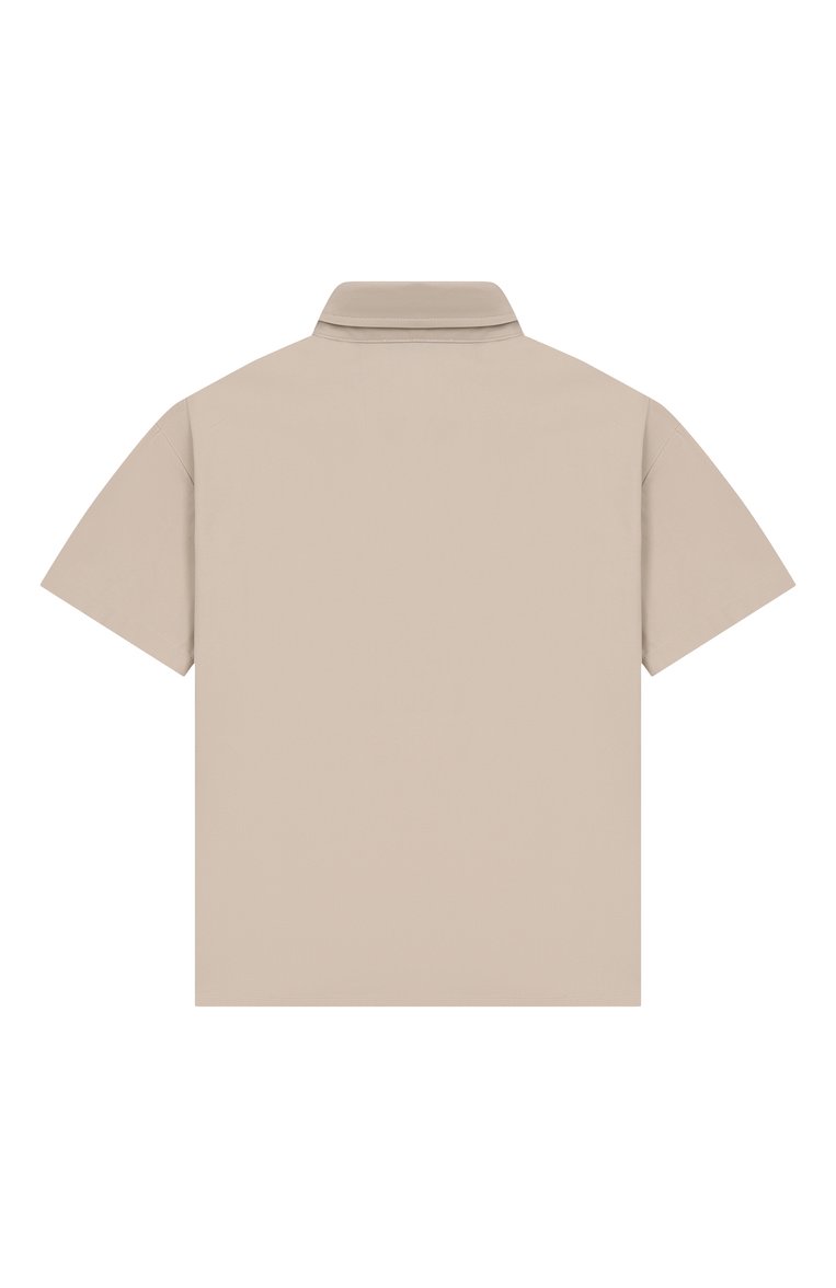 Детская хлопковая рубашка DOLCE & GABBANA светло-бежевого цвета, арт. L44S29/HUMRB/8-14 | Фото 2 (Рукава: Короткие; Материал внешний: Хлопок; Стили: Классический; Автоматизация состава: Проставлено; Автоматизация ТО: Проставлено; Ростовка одежда: 5 лет | 110 см, 8 лет | 128 см, 10 - 11 лет | 140 - 146см, 13 - 15 лет | 158 см, 16 лет | 164 см, 2 года | 92 см, 3 года | 98 см)