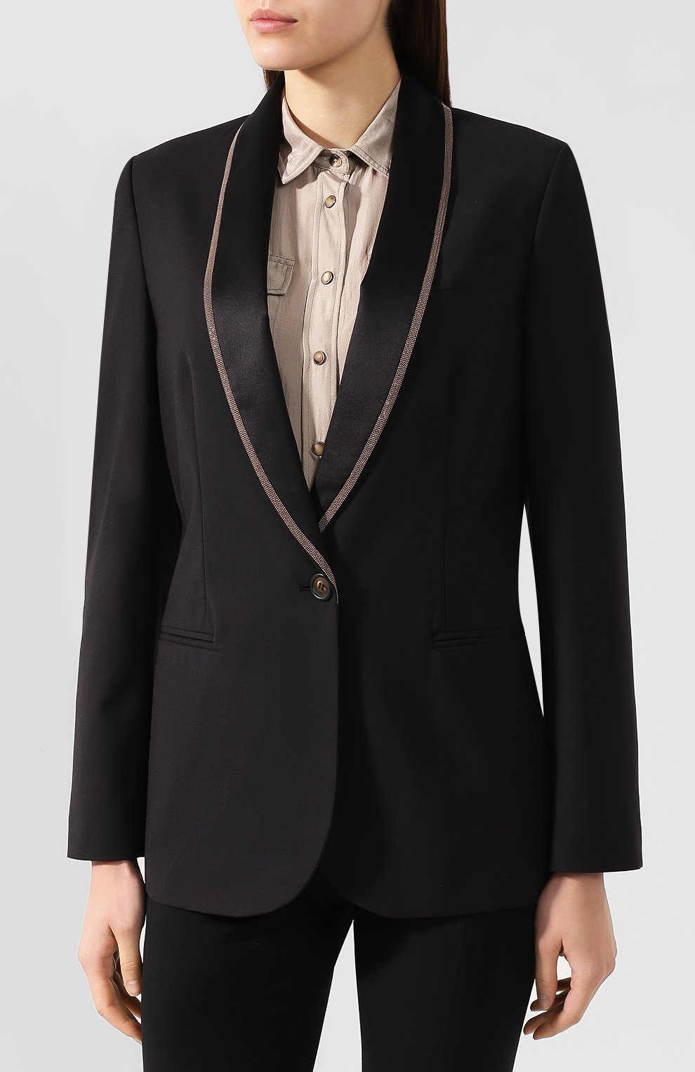 Шерстяной жакет BRUNELLO CUCINELLI черного цвета по цене 299500 руб., арт. M0W078474, фото 3 Шерстяной жакет BRUNELLO CUCINELLI, арт. M0W078474, фото 3