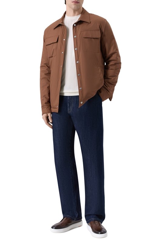 Кожаные кеды Cleanic Santoni MBCG21995BARTMVI Коричневый  MBCG21995BARTMVI Фото 2