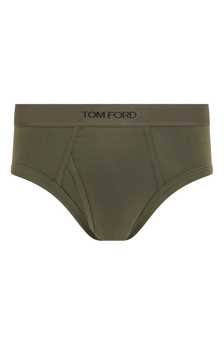 Мужские хлопковые брифы TOM FORD темно-зеленого цвета, арт. T4LC1/204 | Фото 1 (Автоматизация состава: Проставлено; Нос: Не проставлено; Материал внешний: Хлопок; Трусы М: Брифы; Кросс-КТ: бельё; Мужское Кросс-КТ: Трусы)