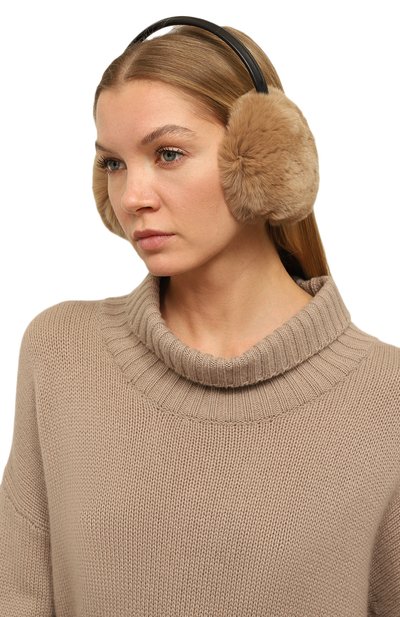 Меховые наушники из кролика YVES SALOMON бежевого цвета по цене 13650 руб., арт. 23WAA110XXREXX, фото 2 Меховые наушники из кролика YVES SALOMON, арт. 23WAA110XXREXX, фото 2