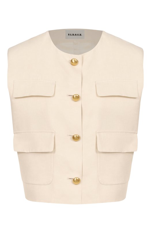 Жилет из вискозы и льна P.A.R.O.S.H. D410047G/RAISA26 Бежевый D410047G/RAISA26