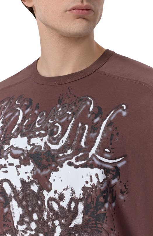 Хлопковая футболка Diesel A23744/0WEBW Коричневый  A23744/0WEBW Фото 5