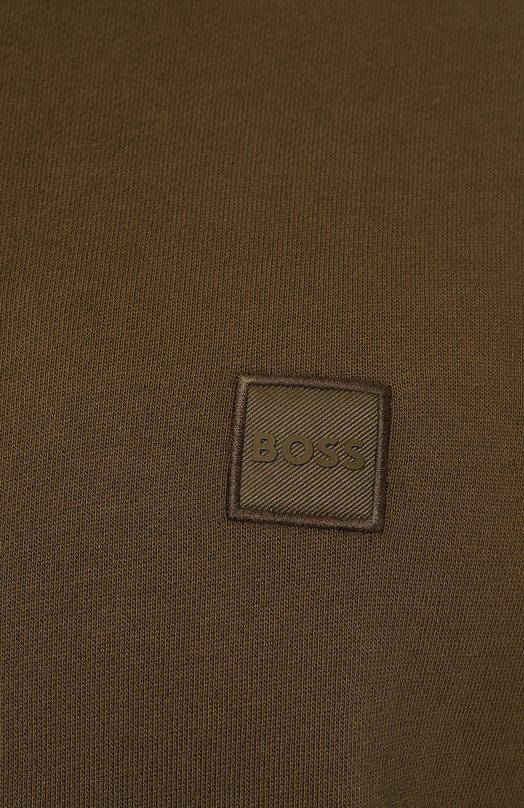 Хлопковое худи BOSS Orange Хаки, фото 5