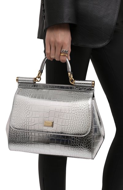 Сумка sicily medium DOLCE & GABBANA серебряного цвета по цене 236500 руб., арт. BB6002/AJ244, фото 2 Сумка sicily medium DOLCE & GABBANA, арт. BB6002/AJ244, фото 2