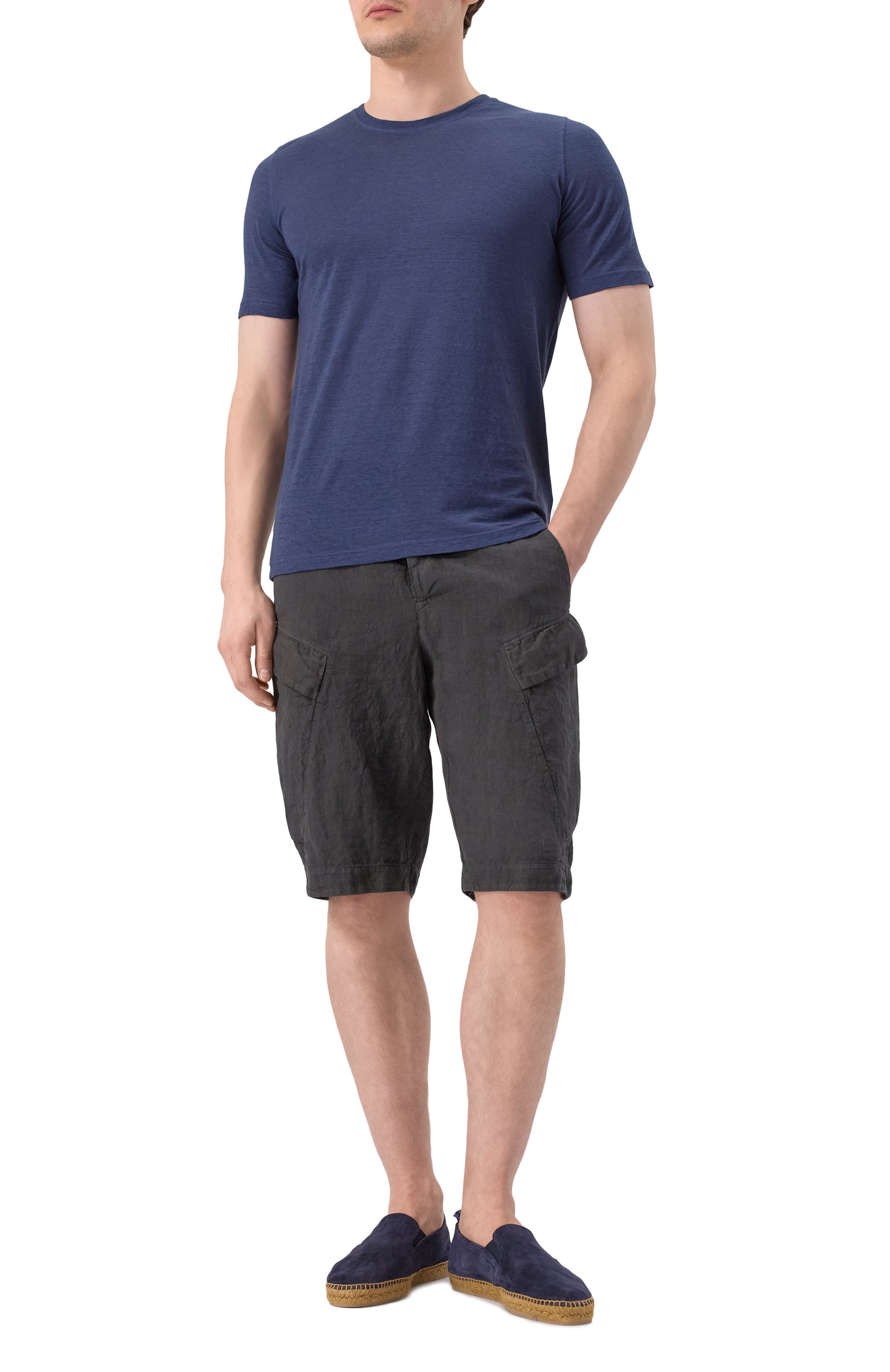 Льняные шорты TRANSIT темно-серого цвета по цене 38450 руб., арт. CFUTRZD133, фото 2 Льняные шорты TRANSIT, арт. CFUTRZD133, фото 2