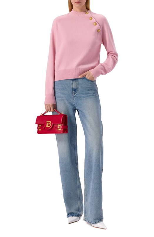 Пуловер из кашемира и шерсти Balmain GF1KA130/KI87 Розовый  GF1KA130/KI87 Фото 2