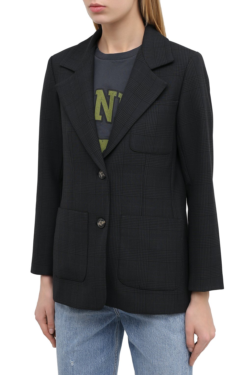 Жакет GANNI темно-серого цвета по цене 29950 руб., арт. F5052, фото 3 Жакет GANNI, арт. F5052, фото 3