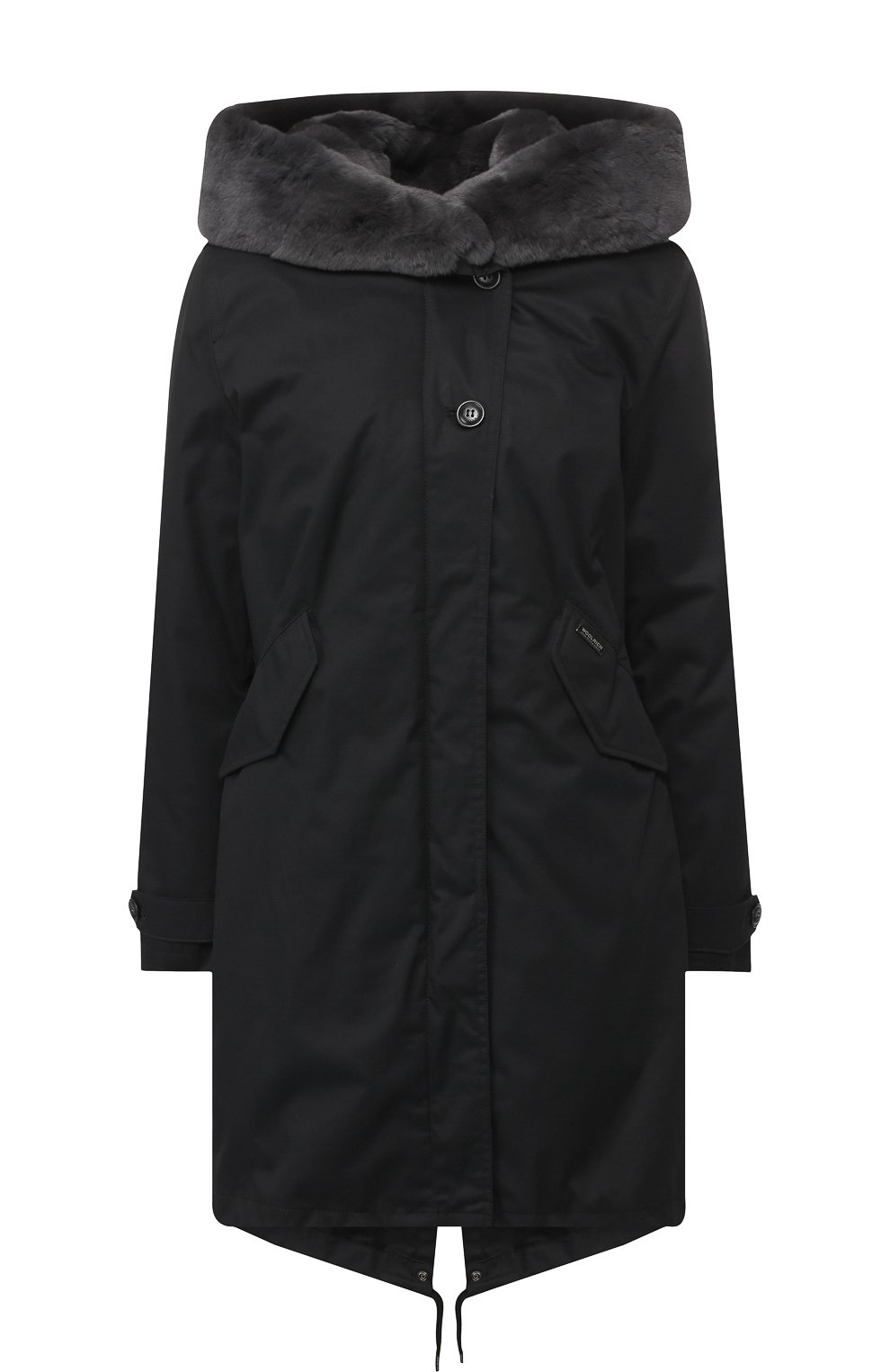 Хлопковая парка с капюшоном из меха кролика WOOLRICH, арт. WWCPS2629/LM10, фото 1