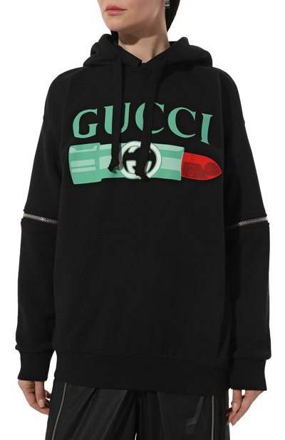 Хлопковое худи GUCCI черного цвета по цене 169500 руб., арт. 743404/XJFIX, фото 3 Хлопковое худи GUCCI, арт. 743404/XJFIX, фото 3