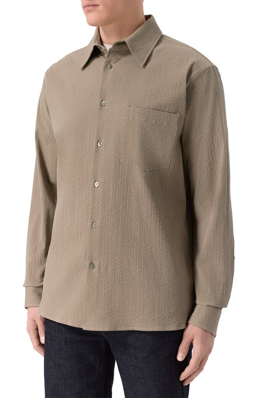 Хлопковая рубашка MVST M26.2PM.B010/F133 SEERSUCKER Хаки  M26.2PM.B010/F133 SEERSUCKER Фото 3