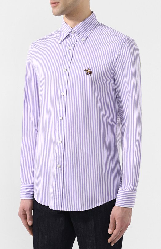 фото Хлопковая сорочка с воротником button down ralph lauren