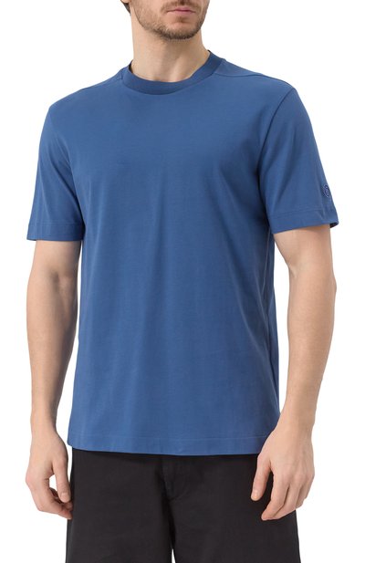 Хлопковая футболка BOSS синего цвета по цене 17950 руб., арт. 50537352, фото 3 Хлопковая футболка BOSS, арт. 50537352, фото 3