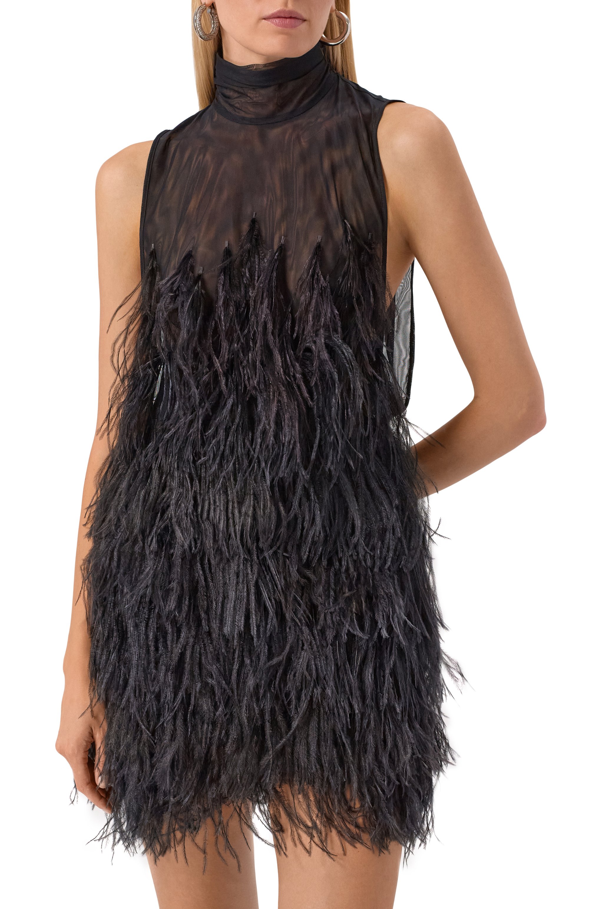 Платье с отделкой перьям�и THE ATTICO, арт. 251WCA00444/PAA111RA, фото 3