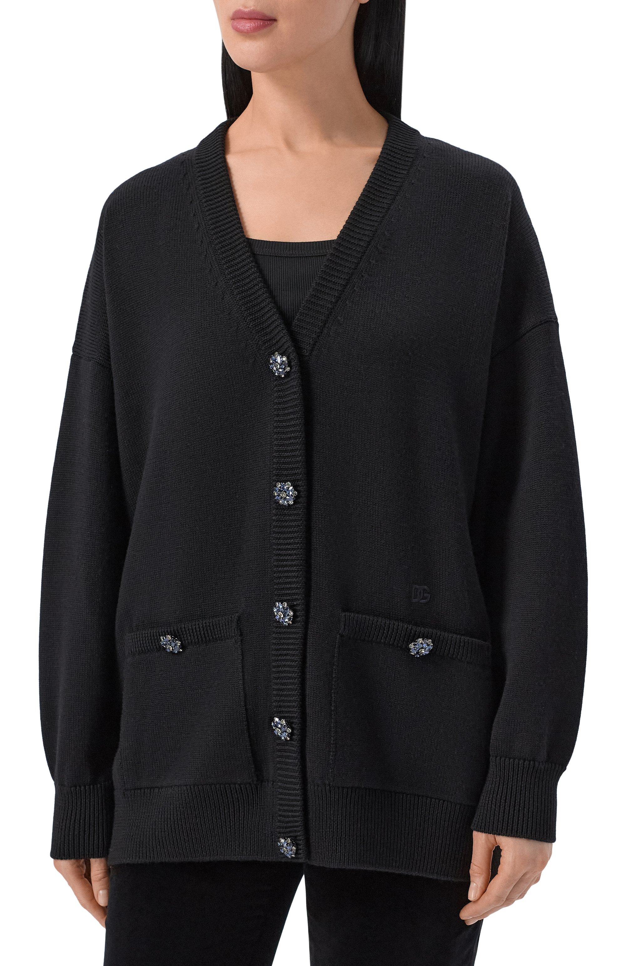 Шерстяной кардиган DOLCE & GABBANA черного цвета по цене 363000 руб., арт. FXVDFZ/JDVGC, фото 3 Шерстяной кардиган DOLCE & GABBANA, арт. FXVDFZ/JDVGC, фото 3