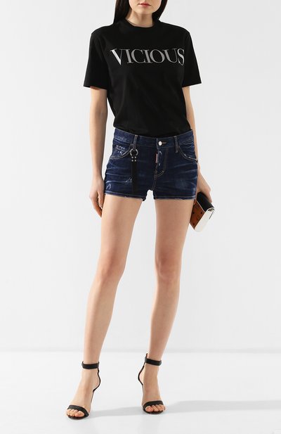 Джинсовые шорты DSQUARED2 синего цвета по цене 26550 руб., арт. S75MU0275/S30342, фото 2 Джинсовые шорты DSQUARED2, арт. S75MU0275/S30342, фото 2