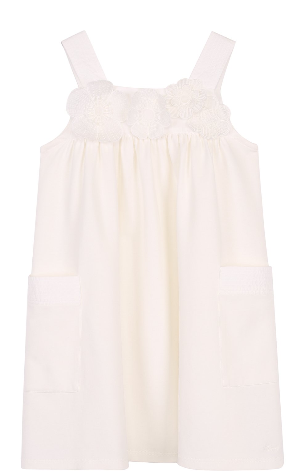 Хлопковый мини-сарафан свободного кроя с цветочной аппликацией CHLOÉ, арт. C12666/6A-12A, фото 1