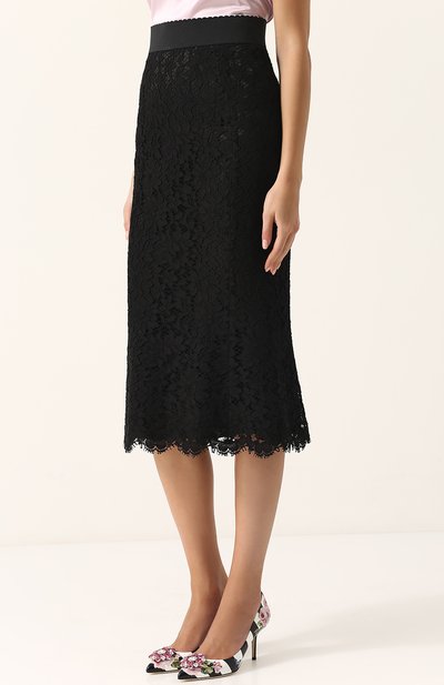 Однотонная кружевная юбка-миди DOLCE & GABBANA, арт. F4A6CT/HLMCL, фото 3