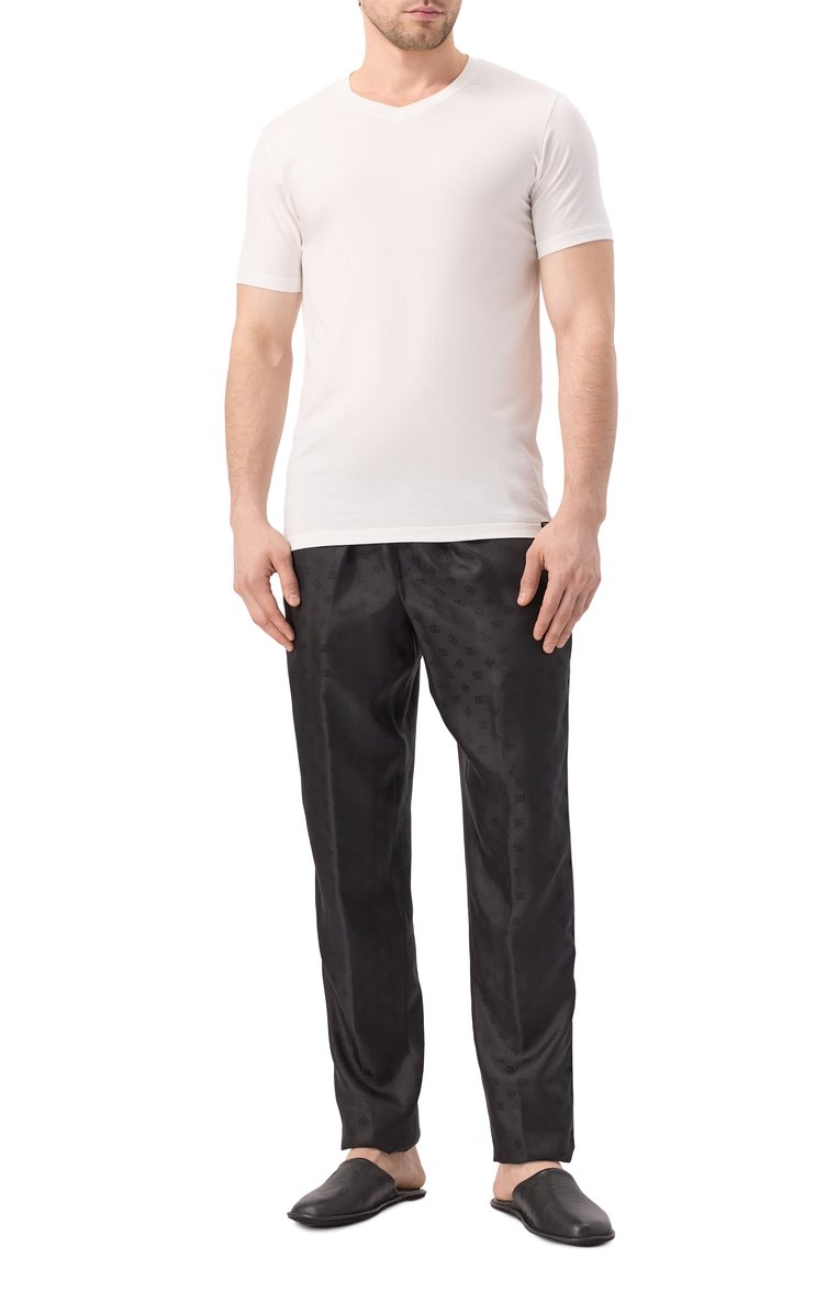 Мужская хлопковая футболка TOM FORD белого цвета, арт. T4M09/141 | Фото 2 (Рукава: Короткие; Длина (для топов): Стандартные; Материал внешний: Хлопок, Синтетический материал; Кросс-КТ: домашняя одежда)